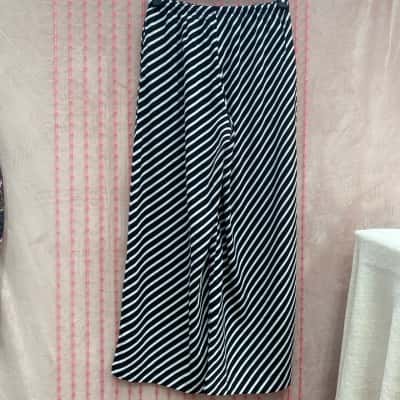Ally Fashion Womens Size 8 Black & White Striped Wide Leg Pants 