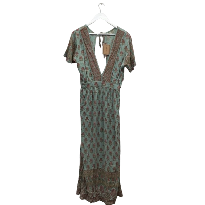 Tree of Life Bohemian Floral Green Maxi Dress Size L BNWT