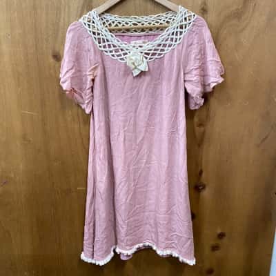 Alannah Hill Pink/Cream Silk Dress Size 10