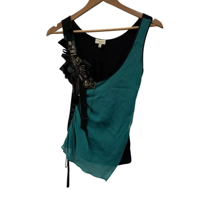 Karen Millen Womens  Size 10 Sleeveless Top Black / Blue 