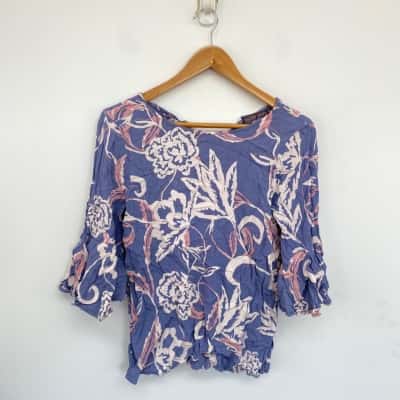 Mister Zimi Blue Print Long Sleeve Top  Size 10 