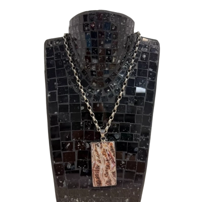 Sterling Silver (925) Thick Belcher Chain w/ Pearlescent Shell Pendant