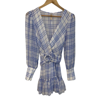 Bec & Bridge Womens  Size 8 Mini Dress Blue / Checked / White 