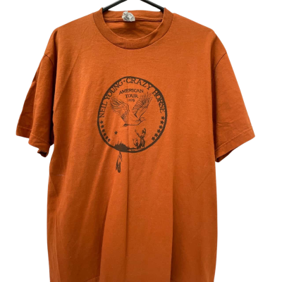  Mens  Size L Short Sleeve Shirt “American Tour: Neil Young, Crazy Horse” reproduction.