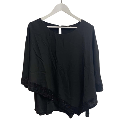 Liz Jordan Size 16 Sequin Hem Overlay Top Black