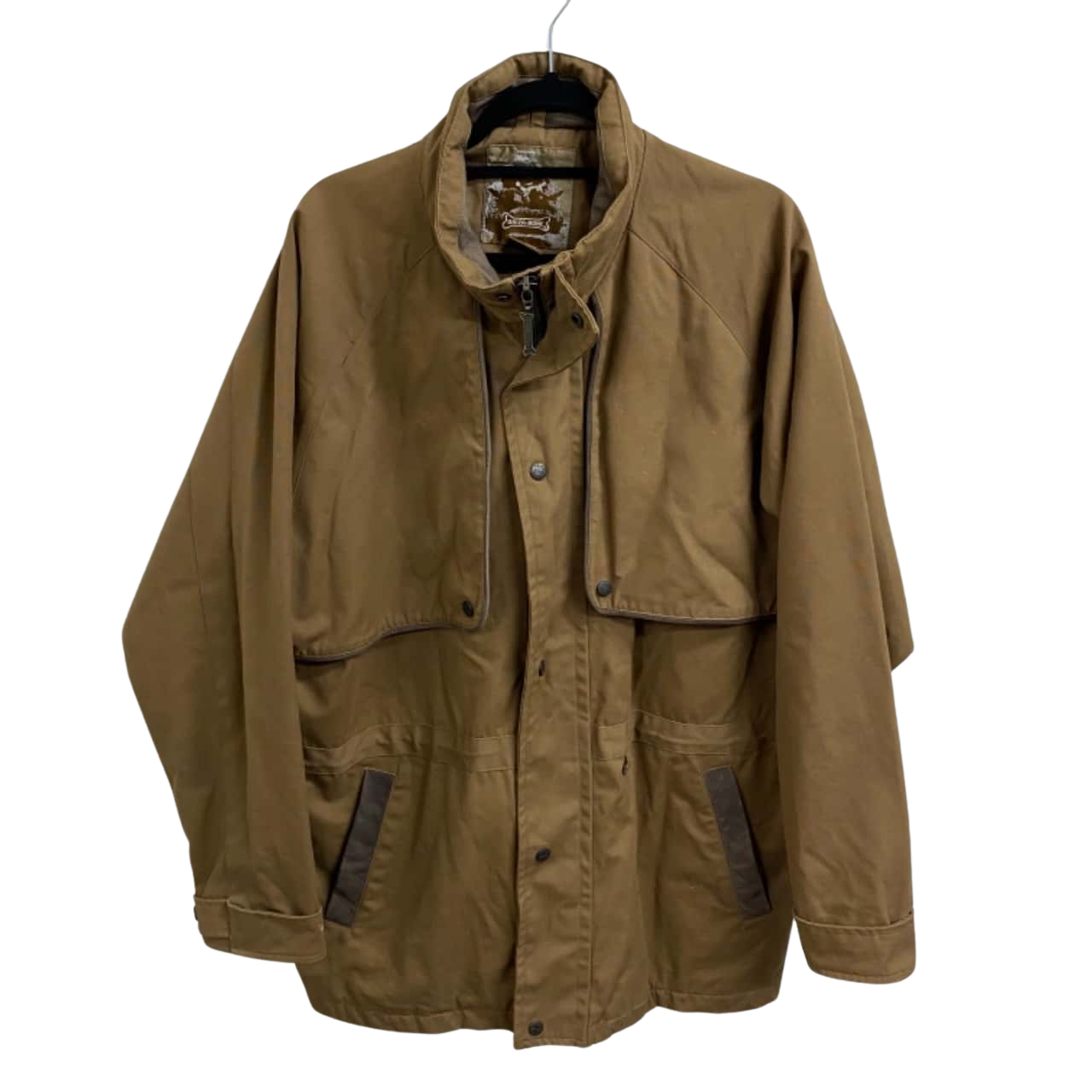 Claybourn Manteau d'équitation unisexe avec capuche, Peau cirée marron, Grand