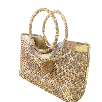 Tess leather weaved Womens Handbag Beige / Brown BNWT