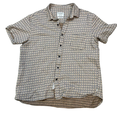 Silent Theory Mens  Size M Short Sleeve Shirt Black  / Brown / Cream 