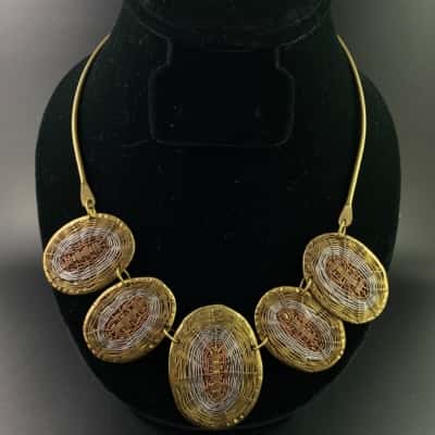  VINTAGE METAL TONES Copper Bronze Statement Necklace