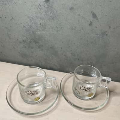 Anxanum Argenti 2x Crystal Small Cups + Saucers