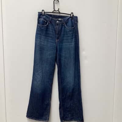 &Denim Womens Wide Leg Jeans Blue 