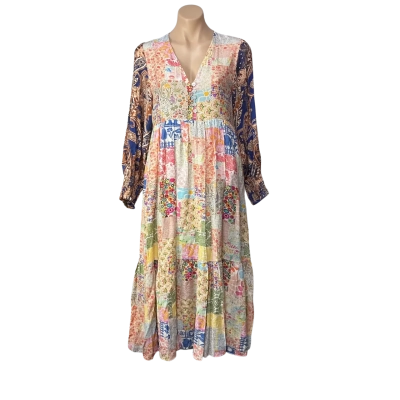 Mutig Womens Size S Multicoloured / Floral Pattern Long Sleeve Midi Dress