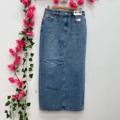 Glassons Womens Mermaid Denim Maxi Skirt Size 8 Blue 