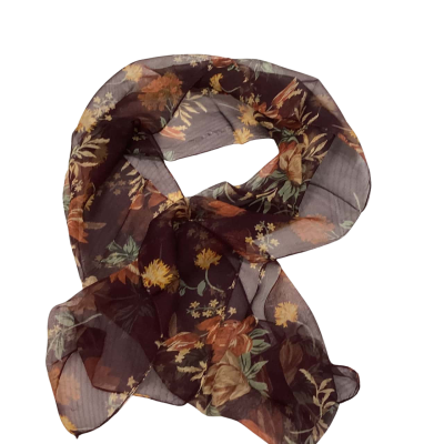 Womens  Vintage Scarf Brown / Floral 