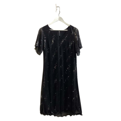 BNWT Taking Shape Women's Size 12 Short Sleeve Midi Cocktail Dress Black/Silver 