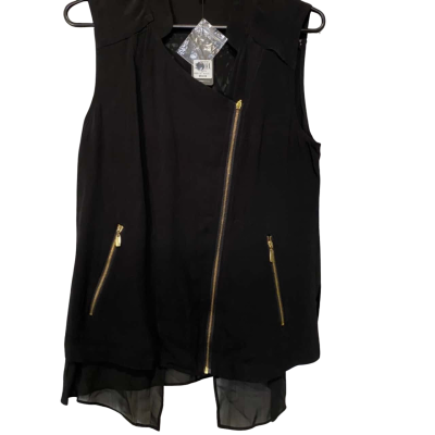 Rockmans  Womens  Size 10 Zip Through Top Black  