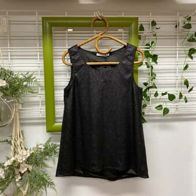 Brave + True Womens Sequined   Size XS Short Sleeve Top Black  