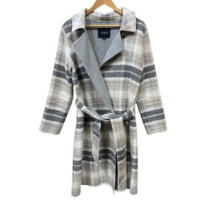 Cable Melbourne Beige/Grey Tartan Coat Size 12