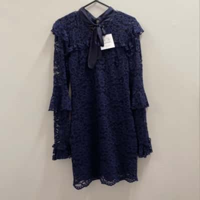 Pasduchas Womens  Size 12 Midi Dress Navy Blue 