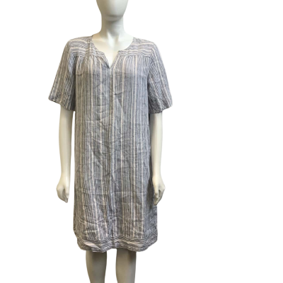 Thought Womens Size 12 Striped Short Sleeve Dress Blue / White