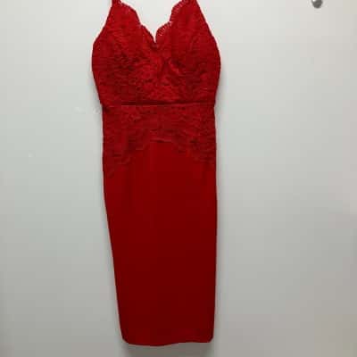 Style State Women's  Size 10 Cocktail Dress / Midi Dress / Party Dress / Shoestring Strap Dress Red 