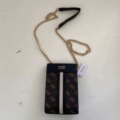 Guess Brown Logo Print Kasinta Mini Cross Body Bag 
