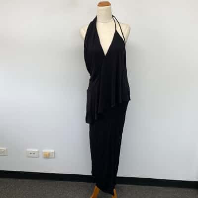 Reiss Black Xena Strappy Open Back Dress  Size 8 