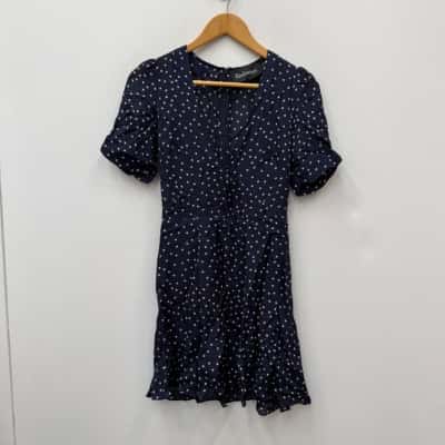 Realisation 100% Silk Navy Star Print Mini Size XS 