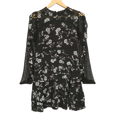 Bardot Junior Kids Size 16Y Black & Blue Floral Dress
