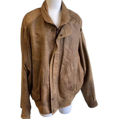 “Roger David”lamb skin -New Zealand bomber Jacket - Mens  Size 46 Brown 