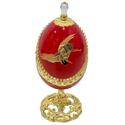 Sankyo Red Beautiful Jewellery  Egg Shaped Music Box w/ Crystalized Elements 