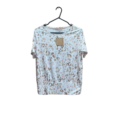 Noni B Womens  Size S Short Sleeve Top Beige / Pink  / White 