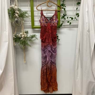  Dianne Von  Furstenberg Silk Dress Womens  Size 4 Maxi Dress Multicoloured 