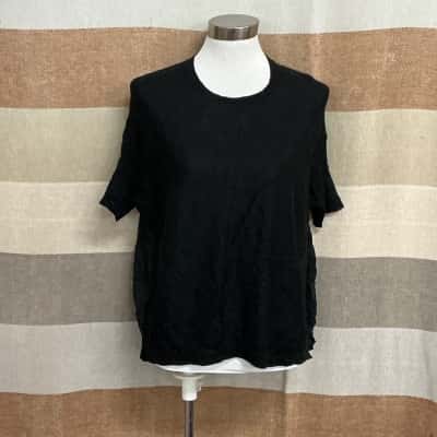 Country Road Womens  Size XXS Short Sleeve Top Black  
