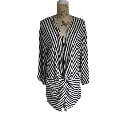 City Chic Womens  Size L 3/4 Sleeve Top Black  / Striped / White BNWT