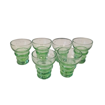 6 Vintage Federal Green Glasses 