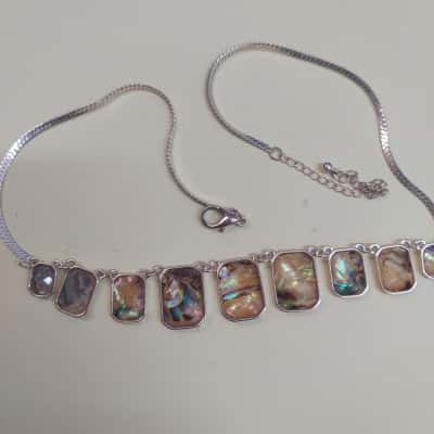 Paua Shell Silver Necklace
