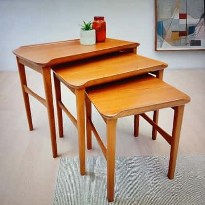 Vintage 1960s Mid Century Teak Noblett "Dublin" Nest of Tables