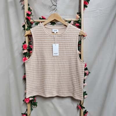 Womens Seed Heritage Ecru Striped Top Size L RRP $49.95
