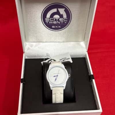 Women's Scitec Twenty SXX Clean Minimalist All White Design With Distinct Purple Hands