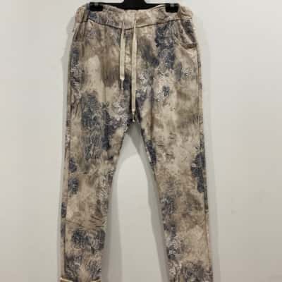 Bottega Moda  Size 12 Multicoloured Pants- blue/beige/Grey