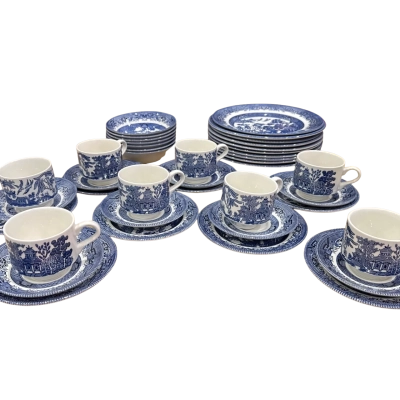 Church Hill Staffordshire England Willow Blue  DinnerSet 