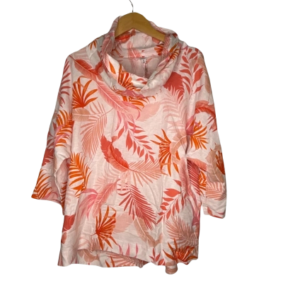 W. Lane Womens  Size 12 Short Sleeve Top Floral / Orange / White 
