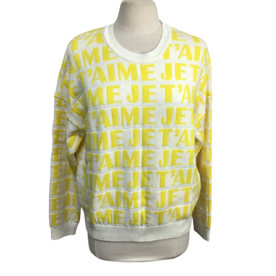 French Connection Womens  Size L "Je t'aime" Knit Jumper 
