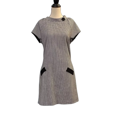 Lili Womens Size 14 Midi/Short Sleeve Dress Black/Pattern/White