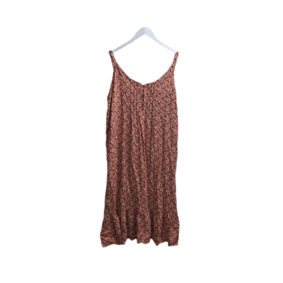 BNWT Beme Linen Blend Floral Midi Dress Size 20 Rust Terracotta Sleeveless