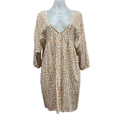 Sass Womens Linen Mix Size 12 Casual Dress Animal print 