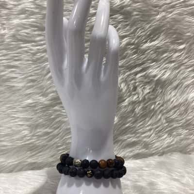  Women's Lava Rock & Moonstone Beaded Bracelets