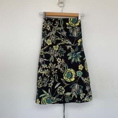 Shona Joy Black Floral Open Back Mini Dress  Size 8 