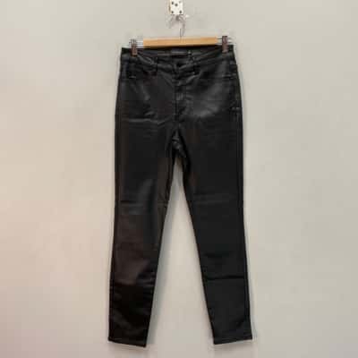 Witchery Womens  Size 9 Wet-Look Stretchy High-Waisted Jeans / Skinny Jeans Black  